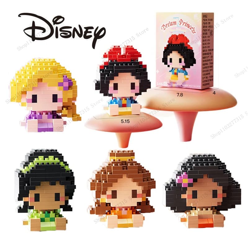 Blocs de construction série princesse Disney, blanche-neige, modèle Animal Belle, petites particules assemblées, Puzzle DIY, cadeaux d'anniversaire pour enfants