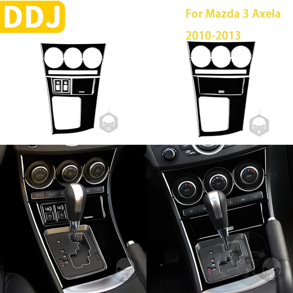 Autocollant de décoration pour Mazda 3 Axela 2010 – 2013 Speed 3, accessoires de voiture en plastique noir, intérieur de boîte de vitesses automobile, garniture de climatisation