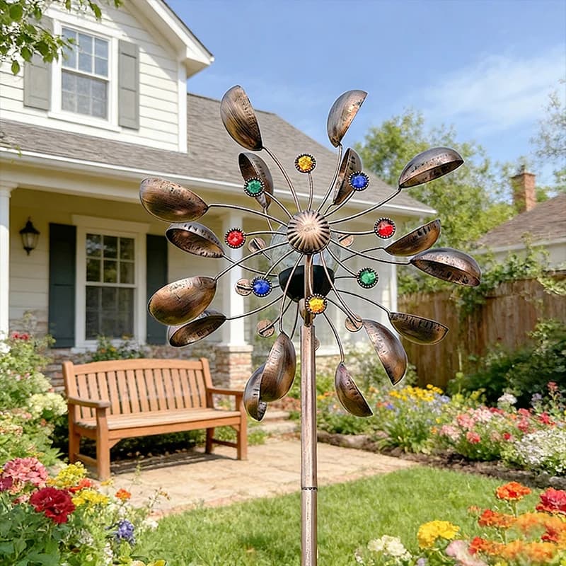 360 ° Moulin à vent rotatif de jardin, carillon à vent d'extérieur à énergie solaire, décor parfait pour les pelouses d'arrière-cour, cadeau de pendaison de crémaillère