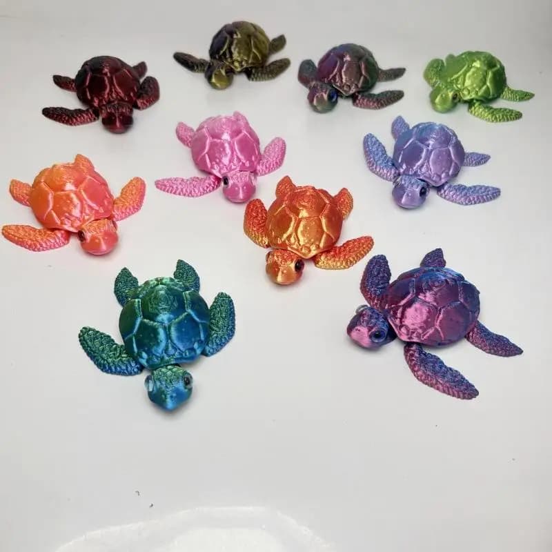 Figurines de tortue imprimées en 3D, articulations mobiles, Collection créative, décoration de bureau, ornements, cadeaux de vacances