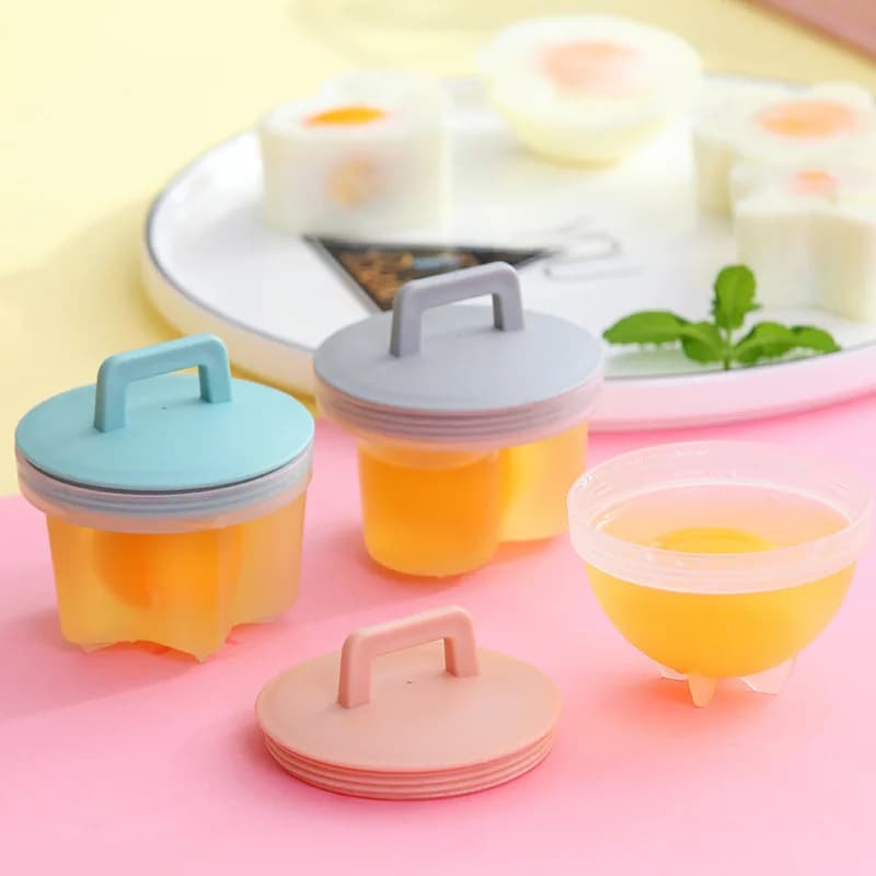 Moule à œufs en plastique avec brosse, 4 pièces/ensemble, ustensile de cuisson pour enfants, accessoires de cuisine
