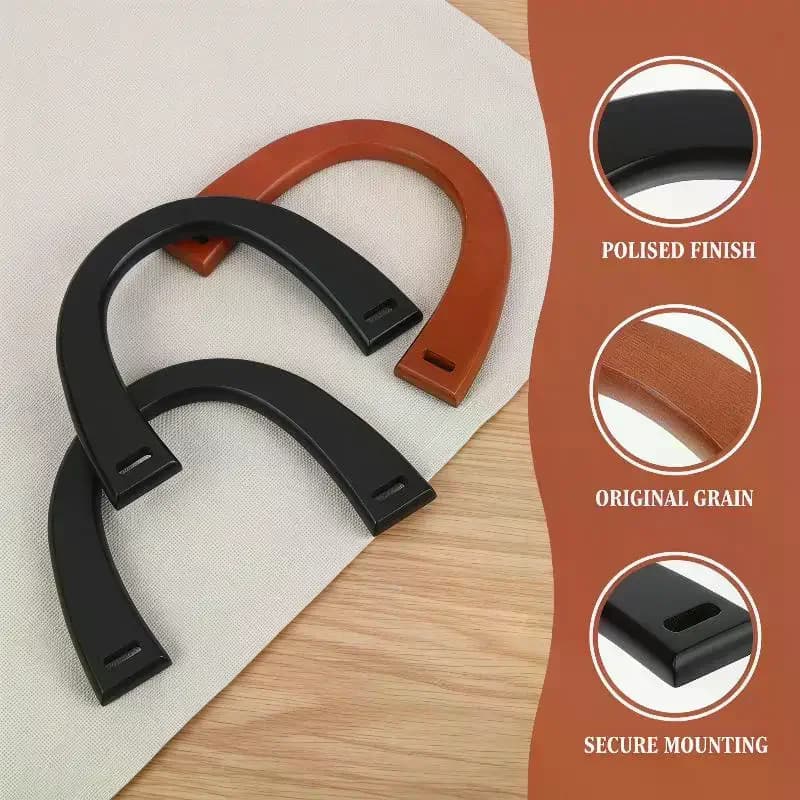 1 pièce Poignée de sac en bois en forme de U, décorative, classique, pour DIY, accessoire de remplacement pour sacs à main au crochet et sacs fourre-tout, outil de fabrication