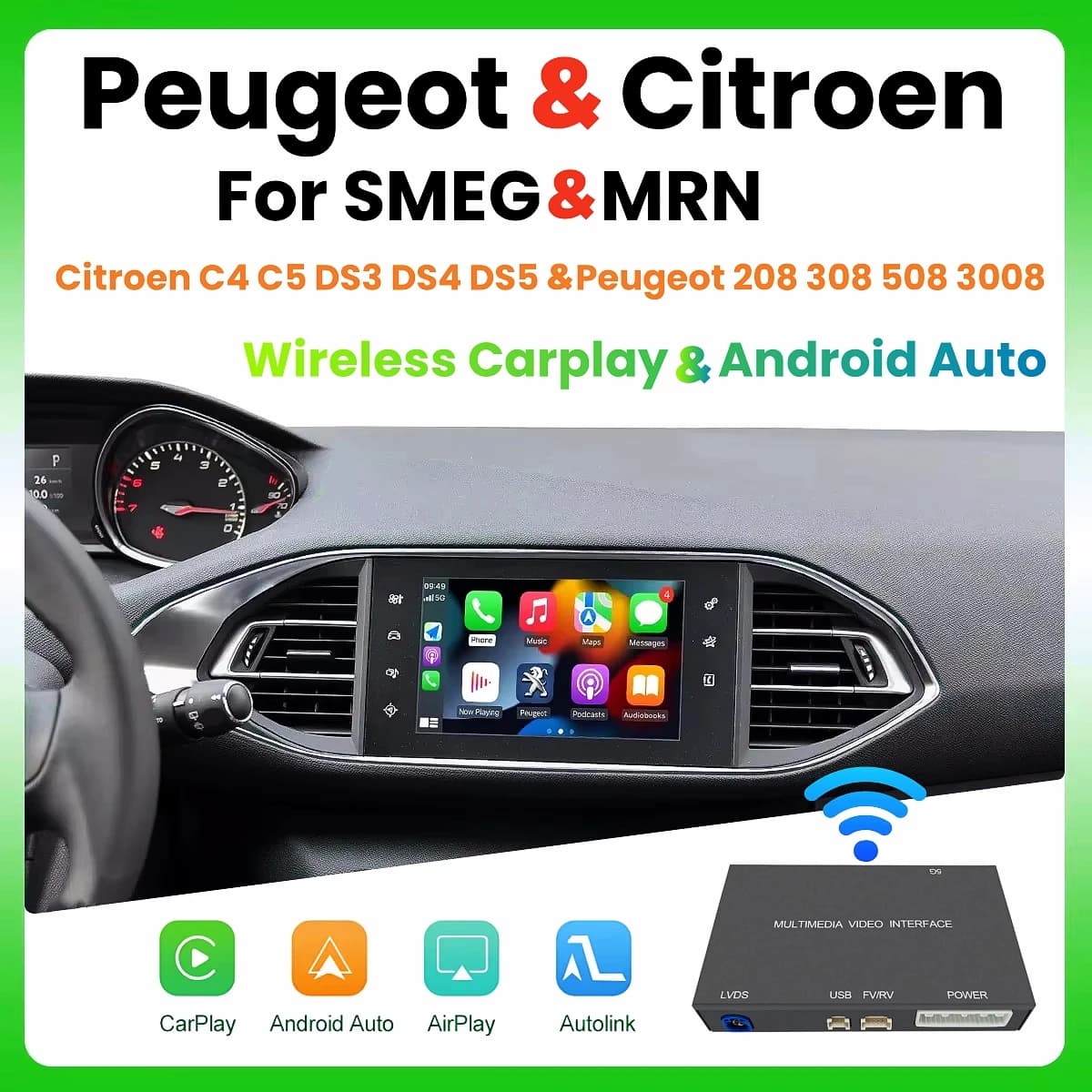 Pour Apple Carplay sans fil Android Auto pour Peugeot 308 208 508 2008 partenaire expert citroën C3 C4 C4L C5 DS4 DS5 Picasso