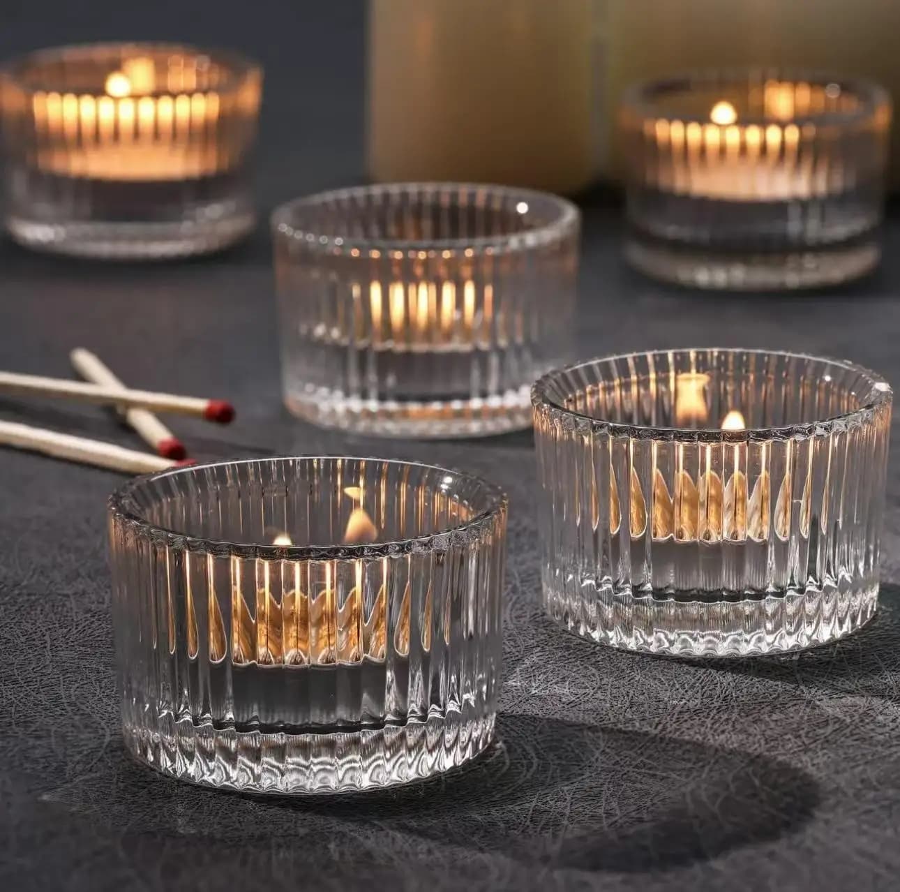 Bougeoirs en verre Transparent à paroi épaisse