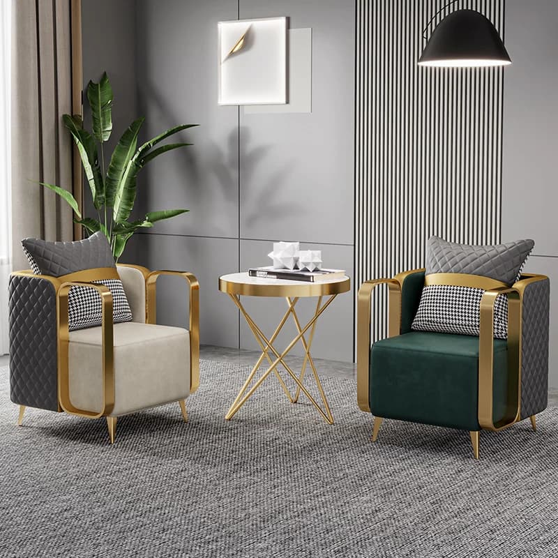 Chaise d'appoint moderne noire et grise avec rembourrage en lin pour le salon