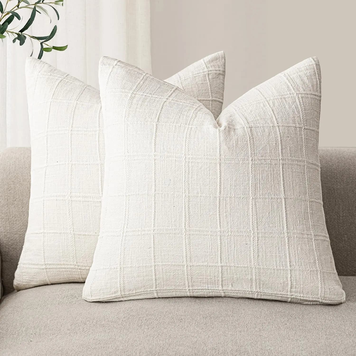 Housse de coussin carrée blanche
