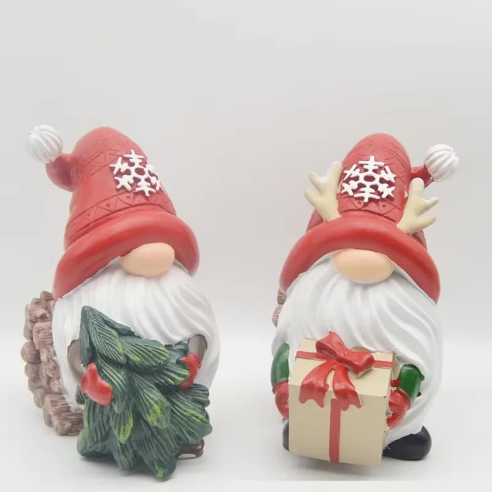 Sculpture d'elfe de noël en résine, artisanat, dessin animé mignon, Gnomes elfe, ornements de père noël faits à la main, décoration de maison, 2 pièces/ensemble